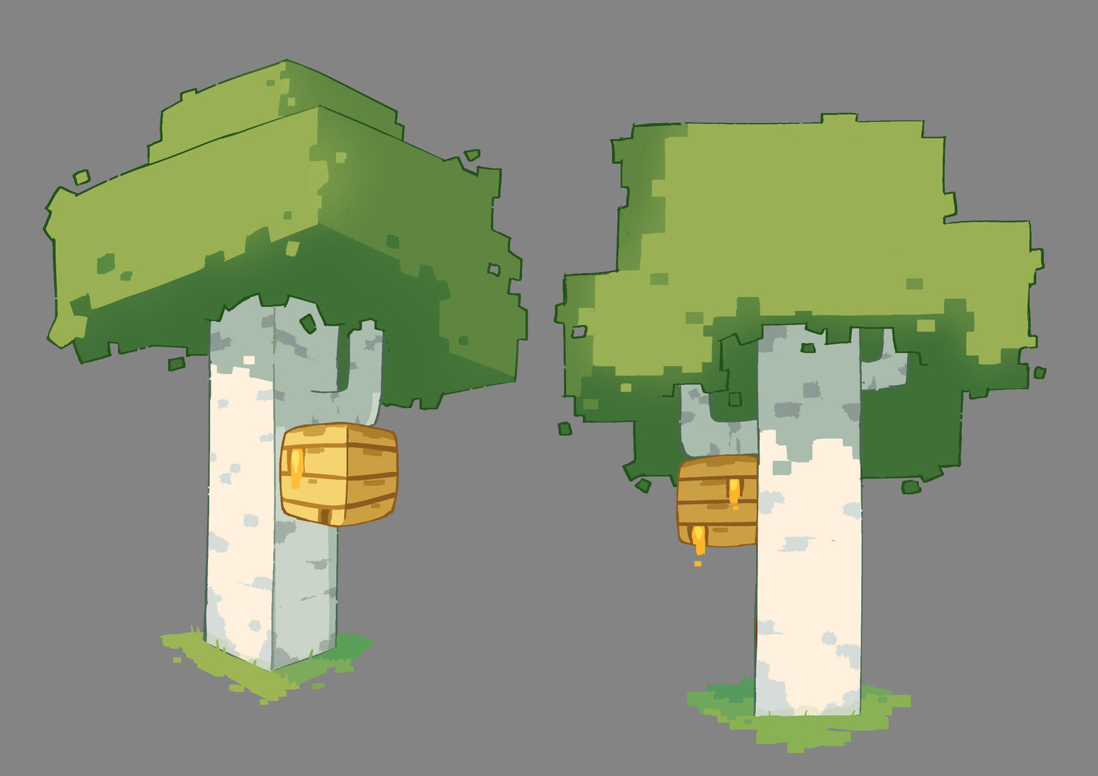 Stylized Minecraft Birch Trees
