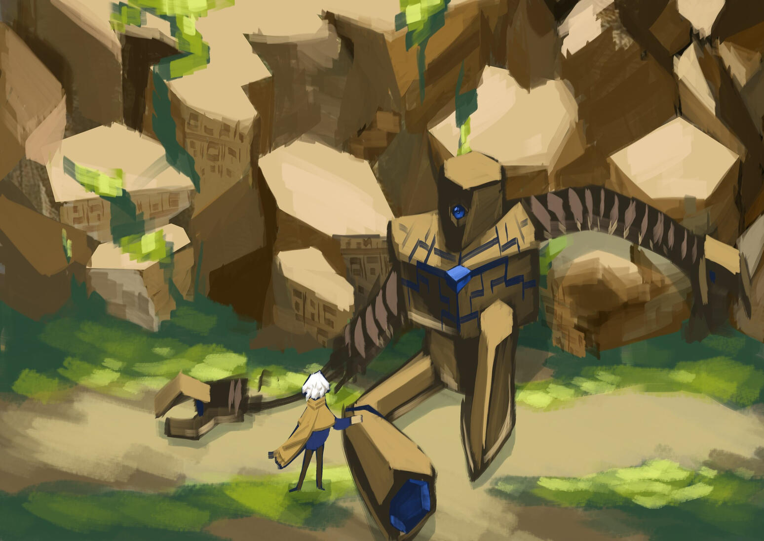 Stylized Minecraft Oak Trees with notes about how to draw them