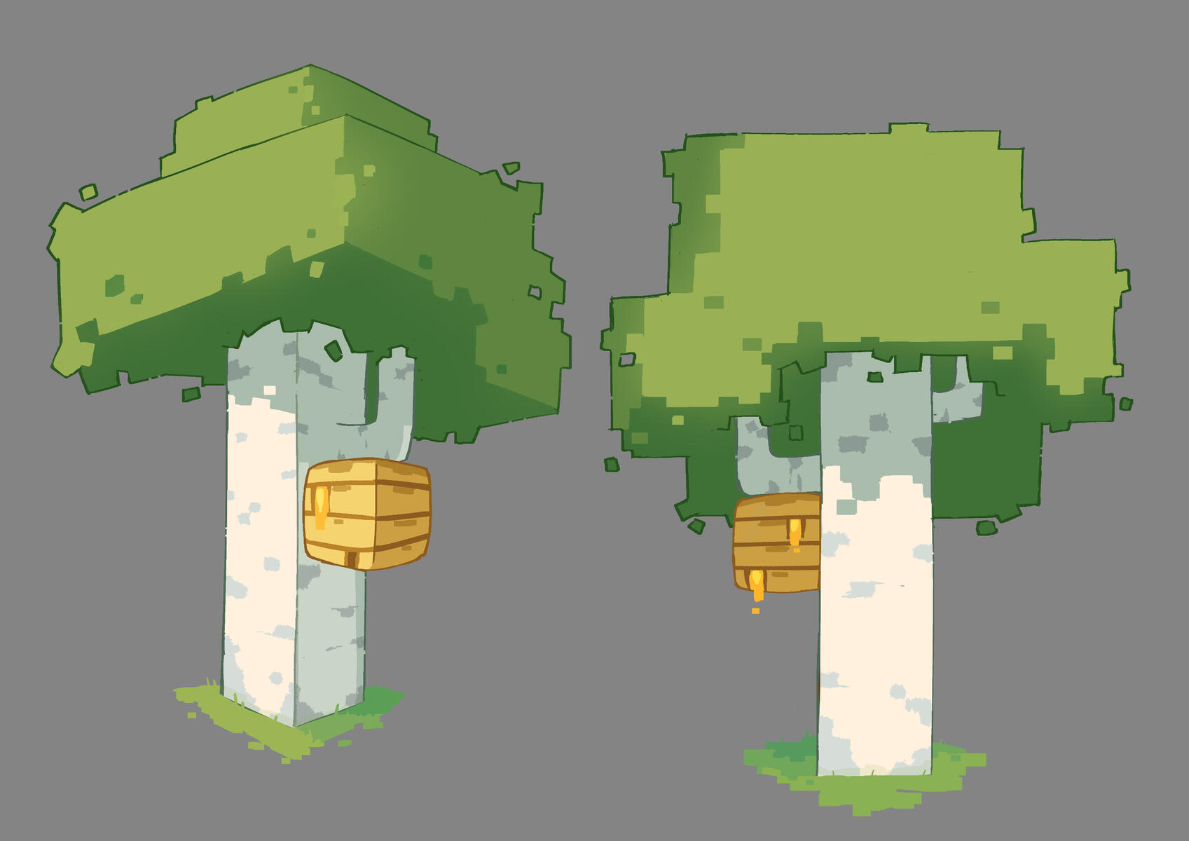Stylized Minecraft Birch Trees